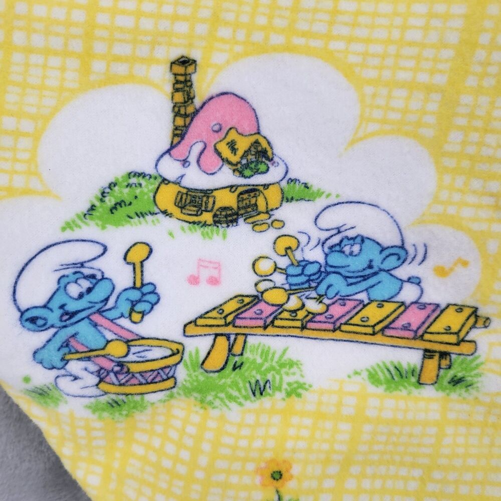 Smurfs Dundee Fitted Crib Bed Sheet Musical Instruments Smurfette Yellow 27x50 - Picture 7 of 8